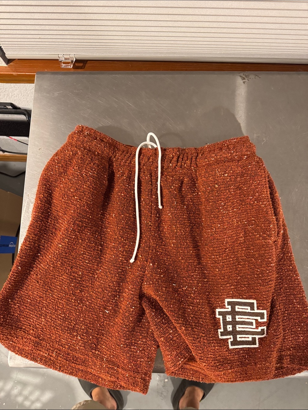 Eric Emanuel Men's Rust Knit Lounge Shorts with Drawstring